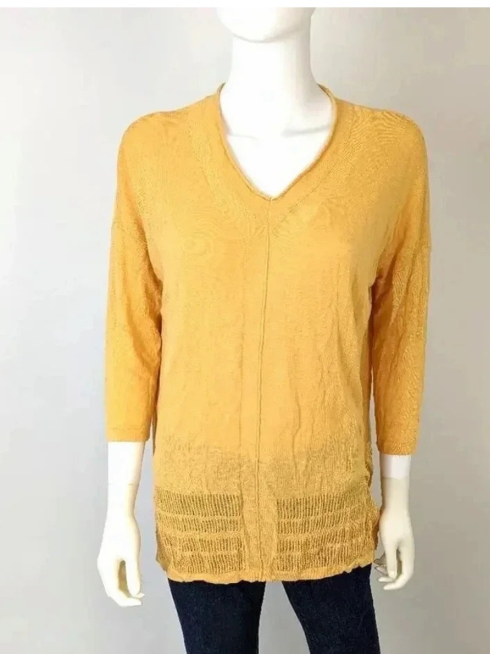 Rachel Zoe Golden Mustard V-Neck Knit Sweater